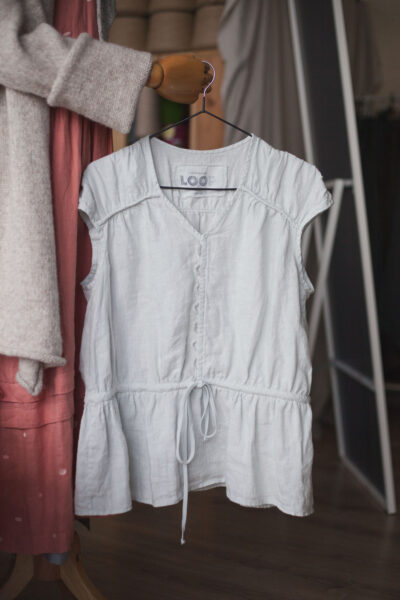 Топ с баской 100% умягченный лен