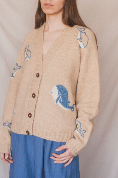 Кардиган с вышивкой "Киты"